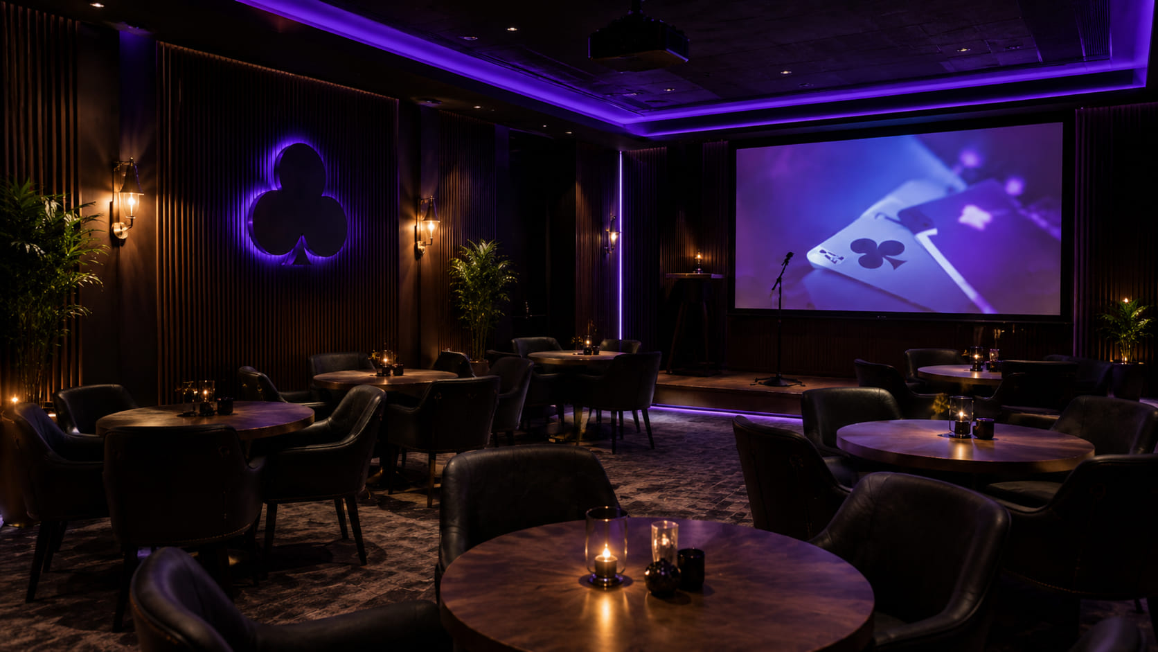 Ekran z transmisją pokerową w strefie lounge
